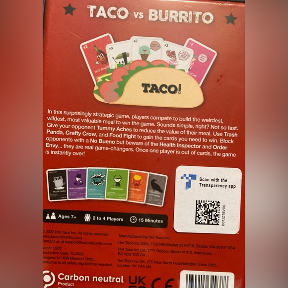 NWT Taco VS Burrito Card Game - Picture 3 of 9